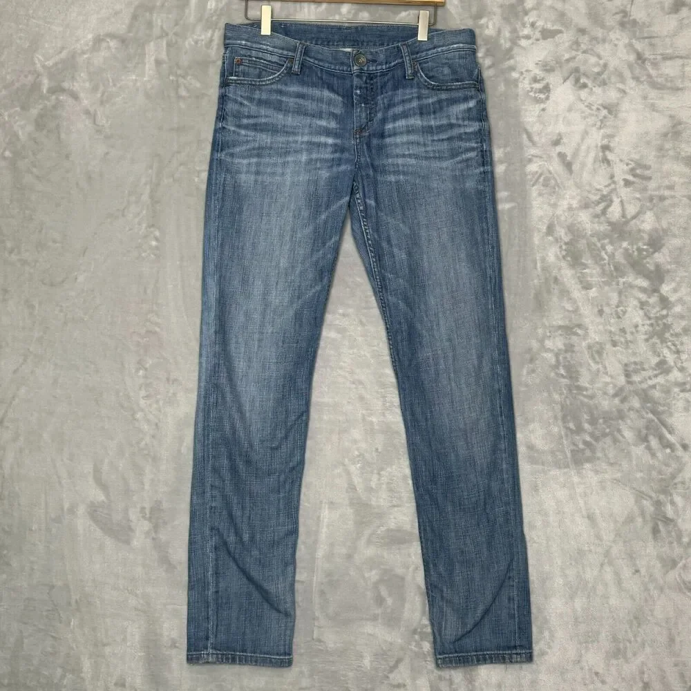 Banana Republic Mens Jeans 30 Medium Blue Distressed Cotton Blend Skinny